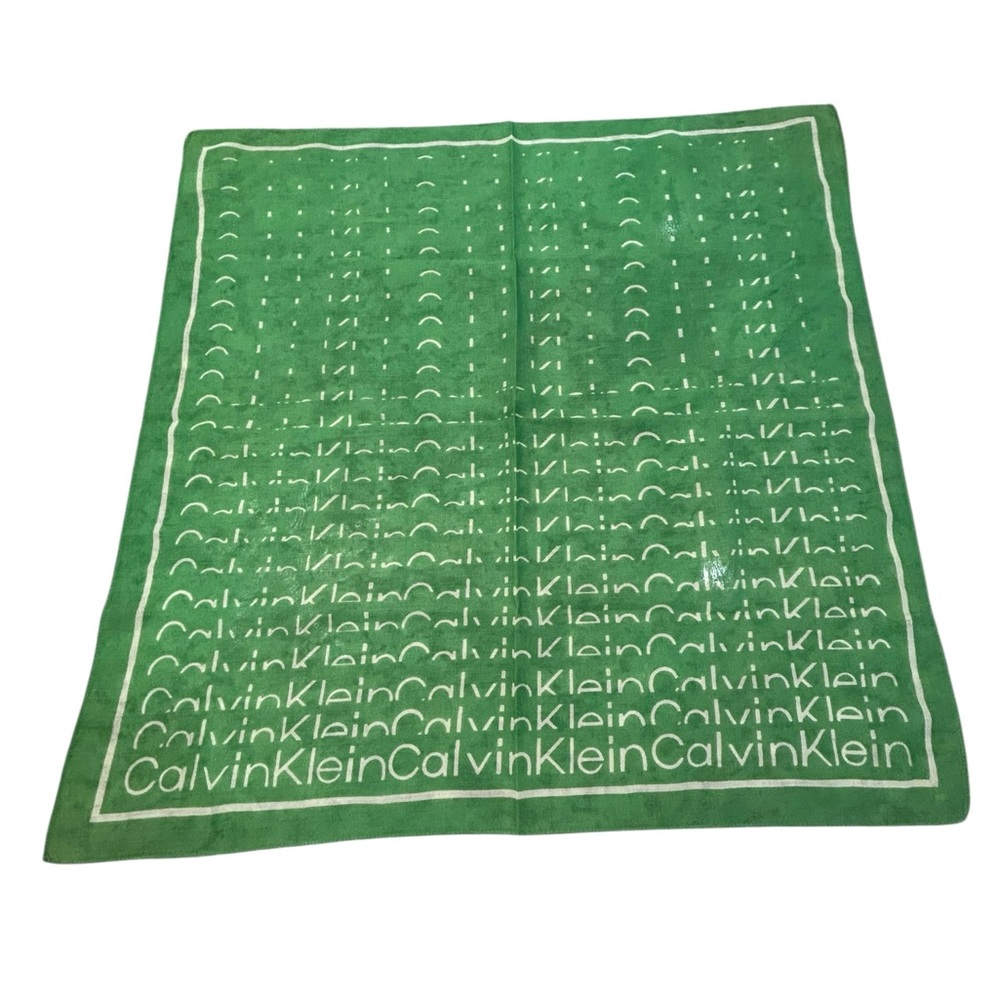 Vintage 1970’s Green‎ Spell It Out Calvin Klein Cotton Sheer Scarf 20 inch